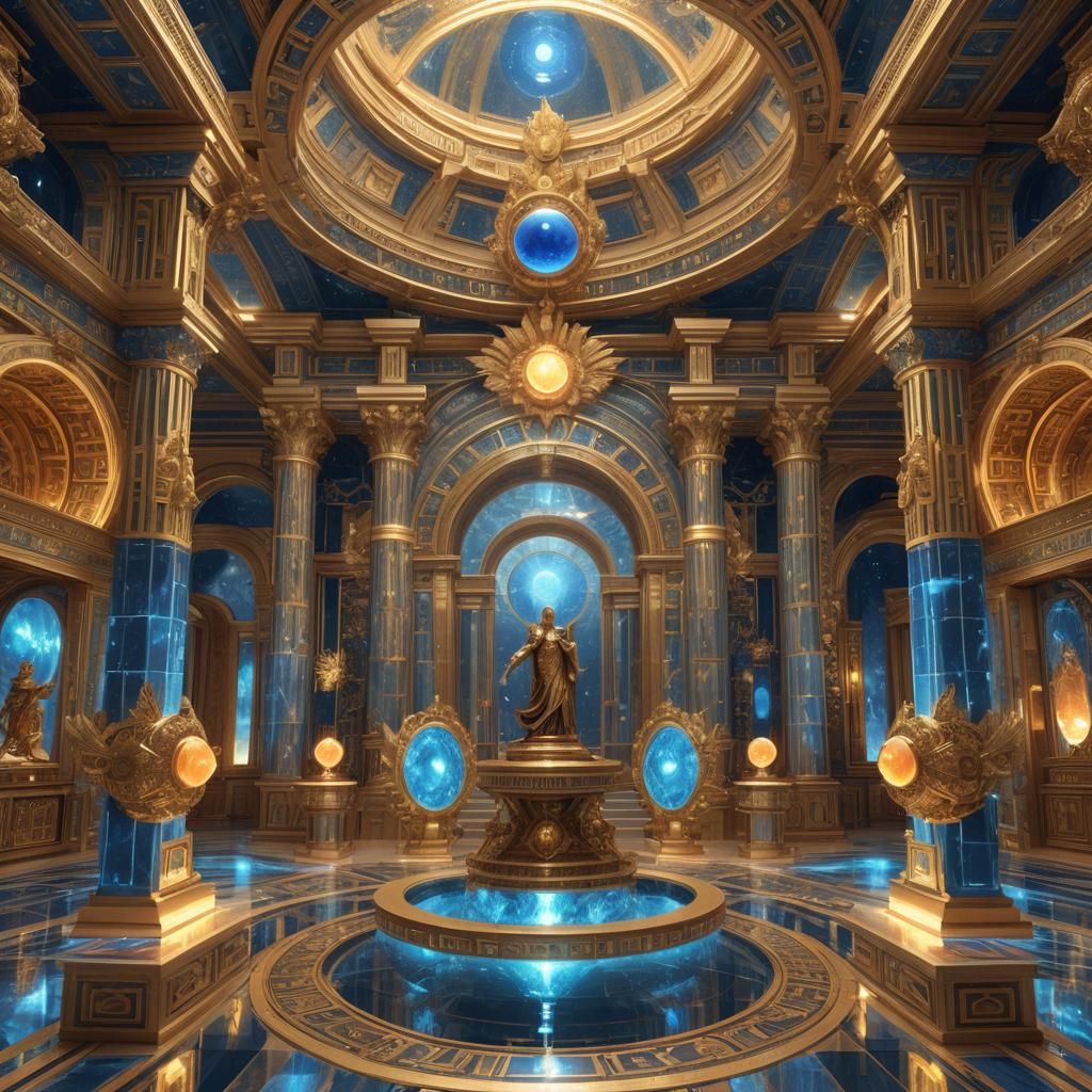 Ornate Greek Temple with Angel and Portal