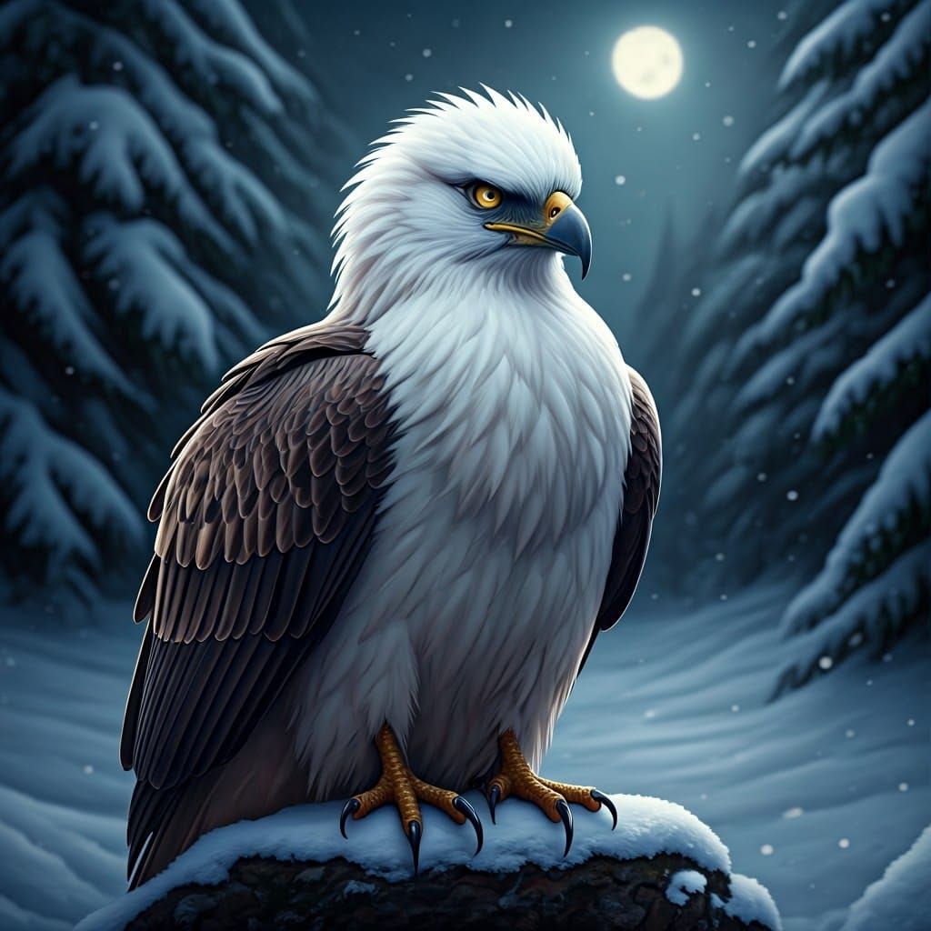 Majestic Snow Owl in Winter Wonderland