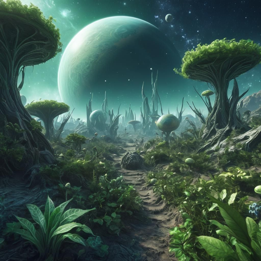 Enchanting Alien Elf Planet with Galactic Vista