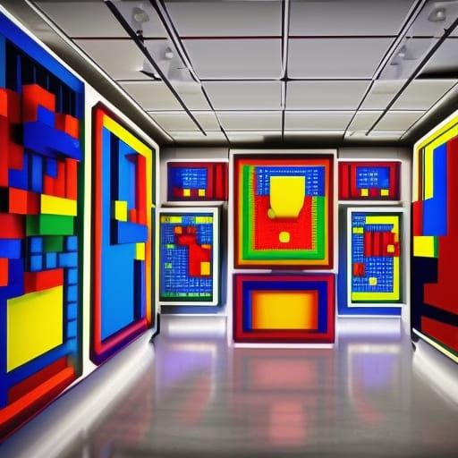 Museum Made of Tetris Blocks in Unreal Engine 5