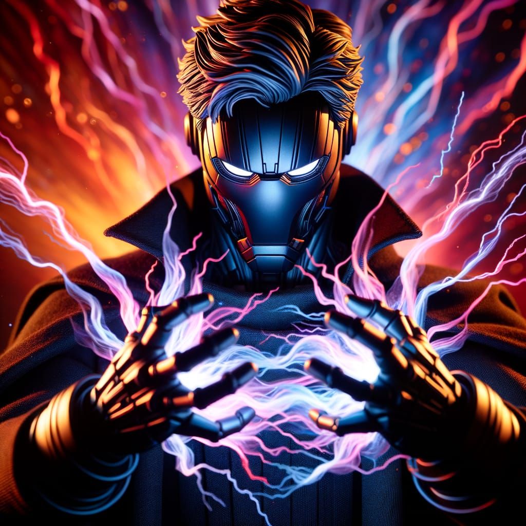 Cyberpunk Space Opera Antagonist Unleashes Energy Blast