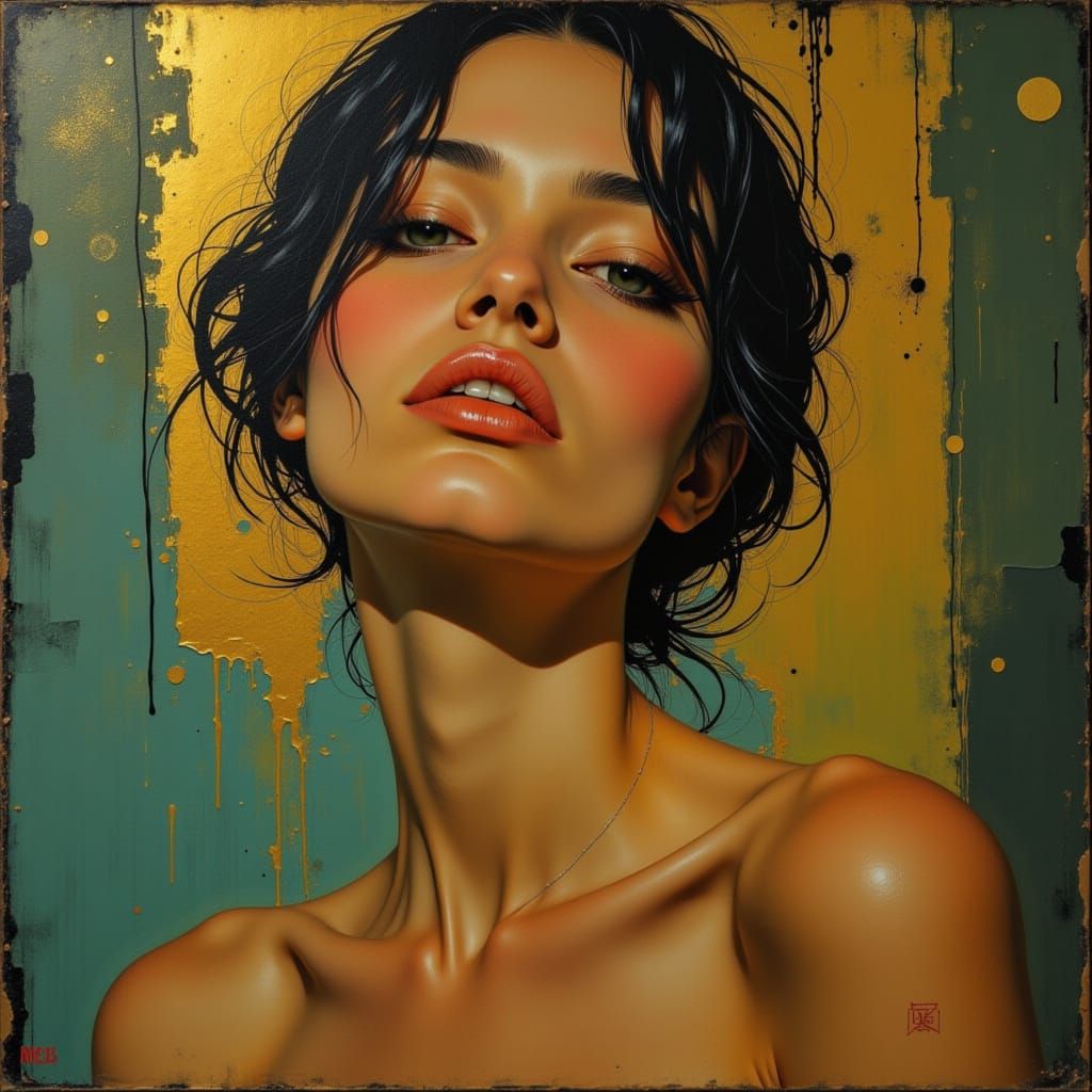 pin-up girl, intricated details, soft sapphire neon light, g...