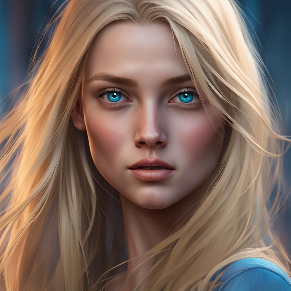 Blonde Teen Portrait in Digital Art Style