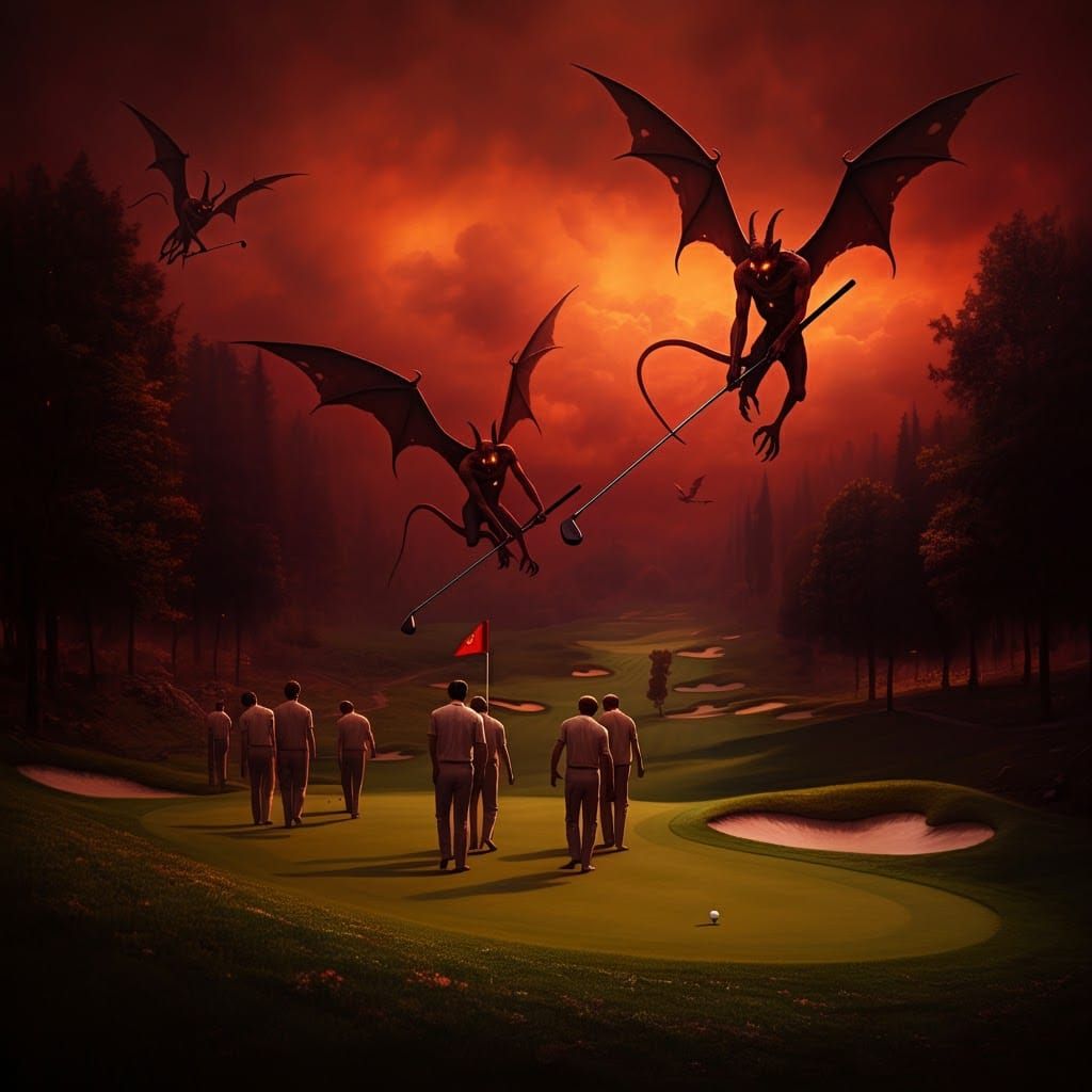 Demonic Golf: Eternal Torment in Hyperrealism