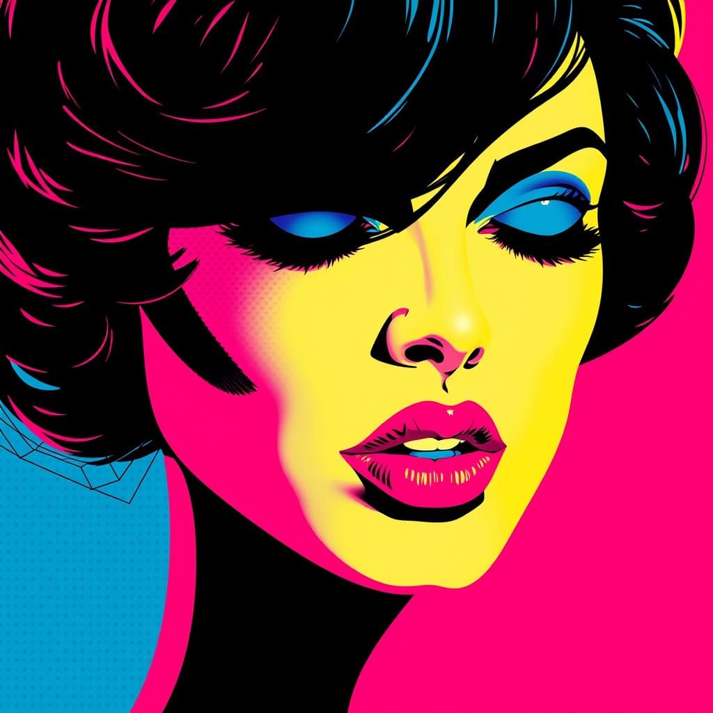 Bold Pop Art Portrait of a Seductive Woman