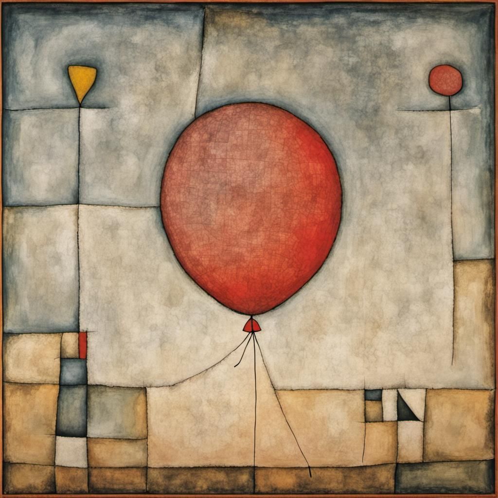 Red Balloon in Expressionist Bauhaus Style