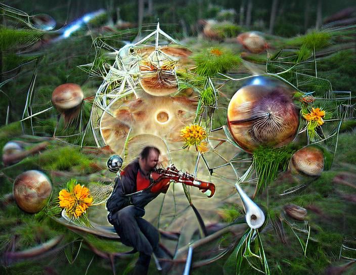 Musician's Starry Serenade in a Deeply Detailed Render