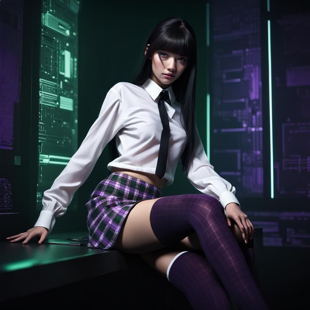 Futuristic Hacker in Cyberpunk Style, 3D Render