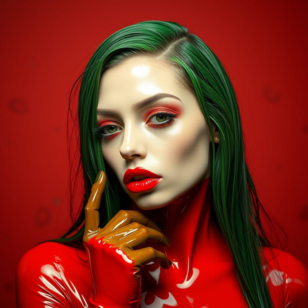 Glossy Latex Goddess in an Unsettling Realm