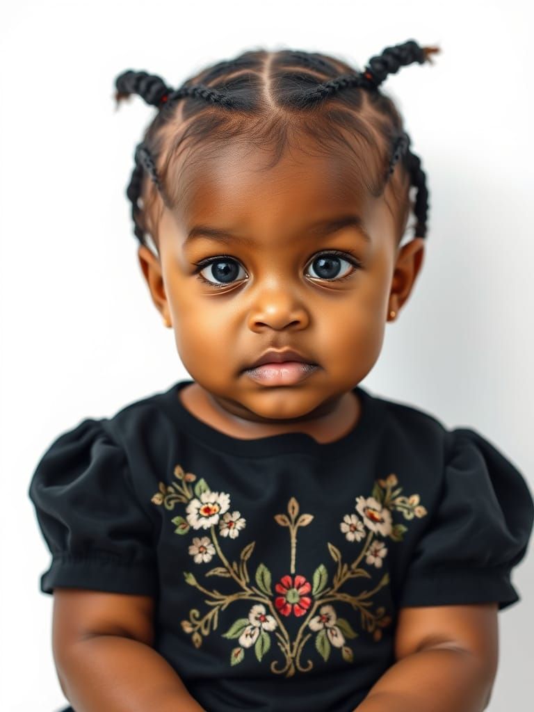 Photorealistic Portrait of a Joyful Black Toddler Girl