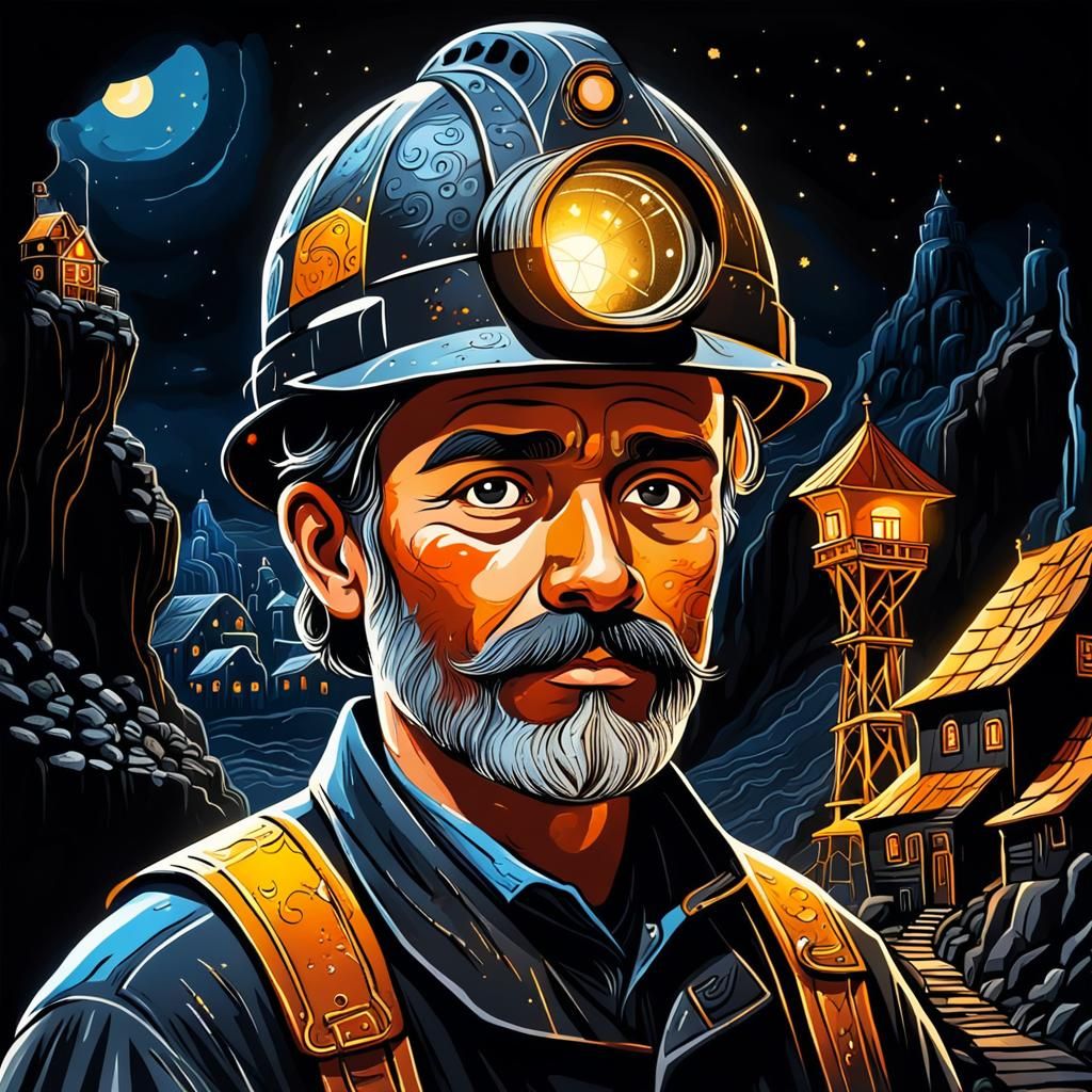 Palekh Style Coal Mine Fable Illustration