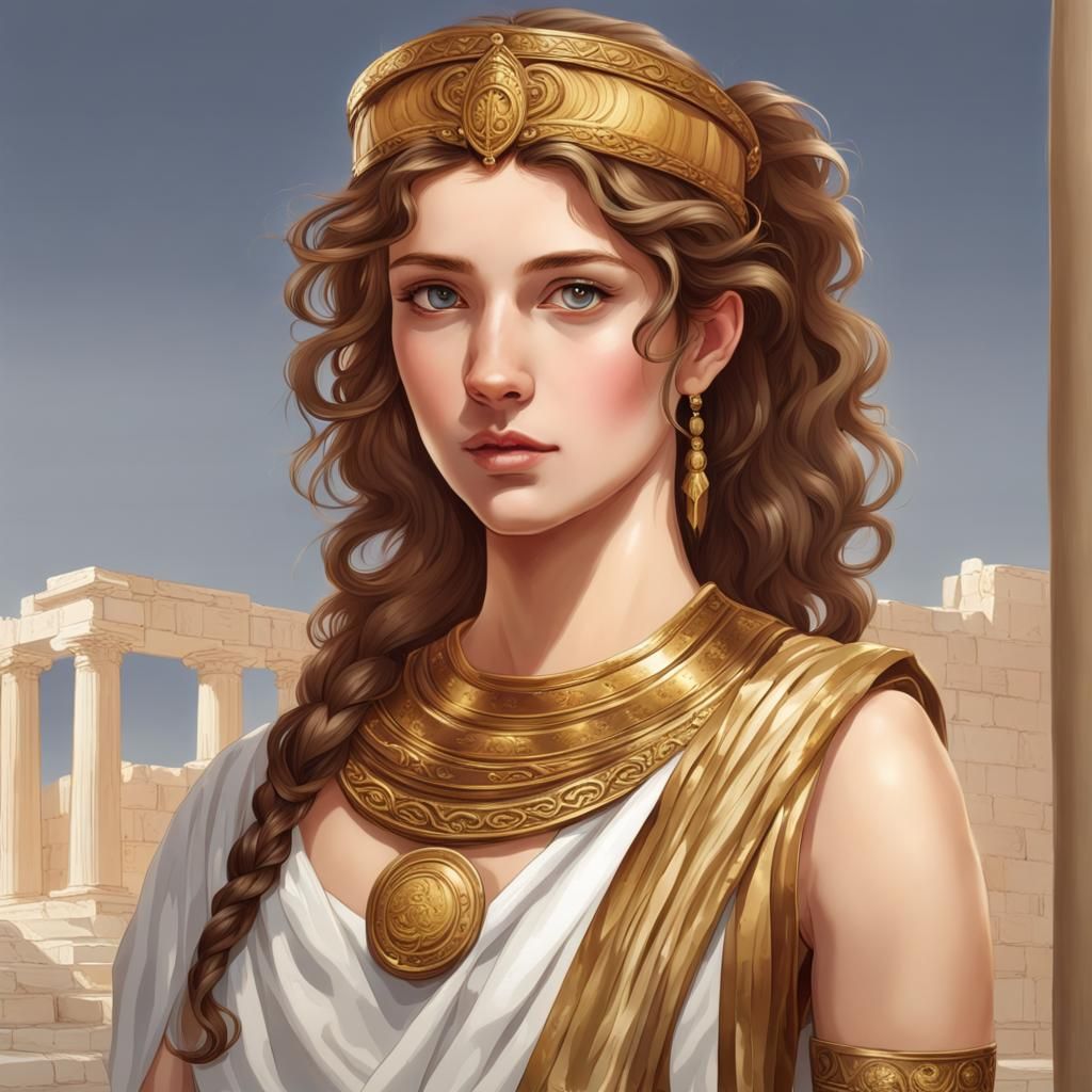 Beautiful Ancient Greek General with Brown-Gold Hair