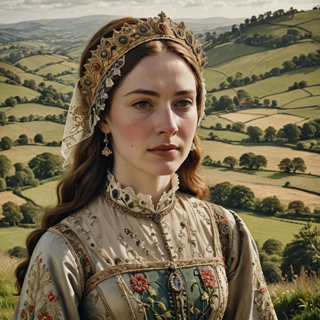 Portrait of a Young Woman in Tudor Style
