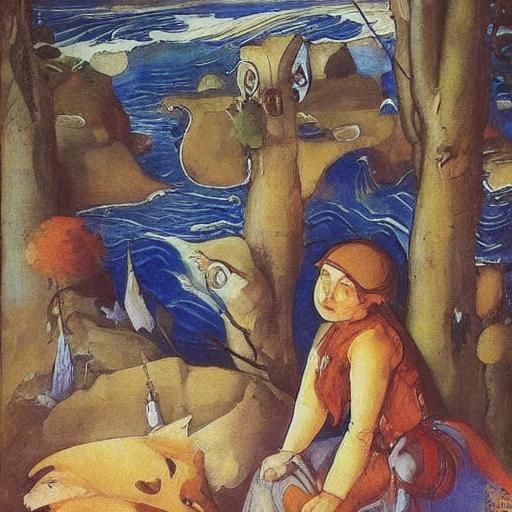 Foxes' Adventure to the Blue Sea: Illustrative Art