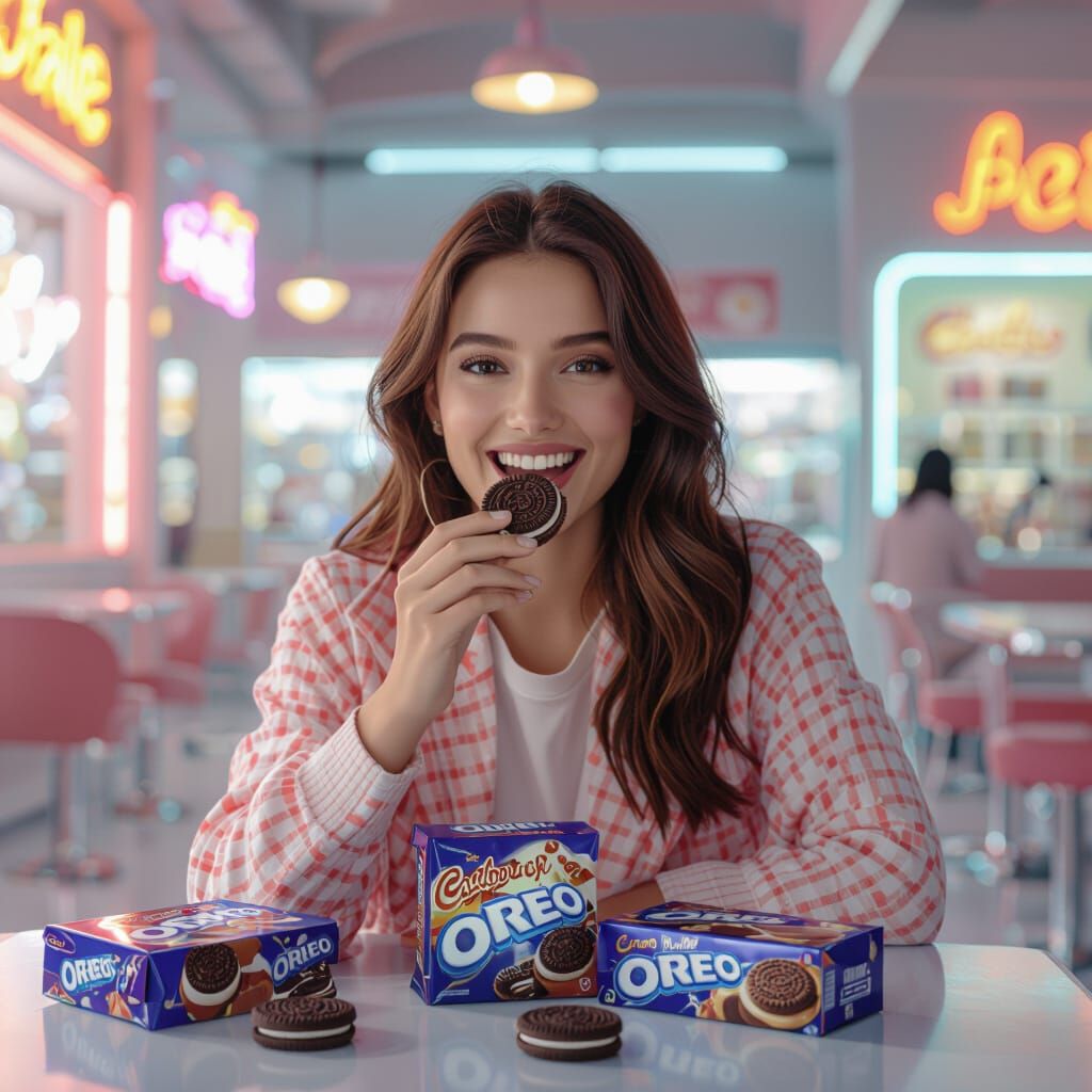 Vibrant Storyboard of Woman Enjoying Cadbury Oreo