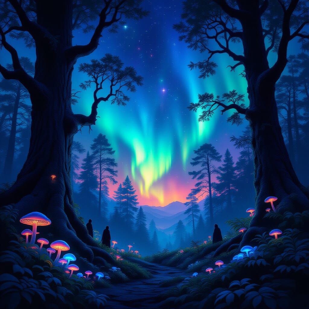Mystical Forest Aurora at Twilight