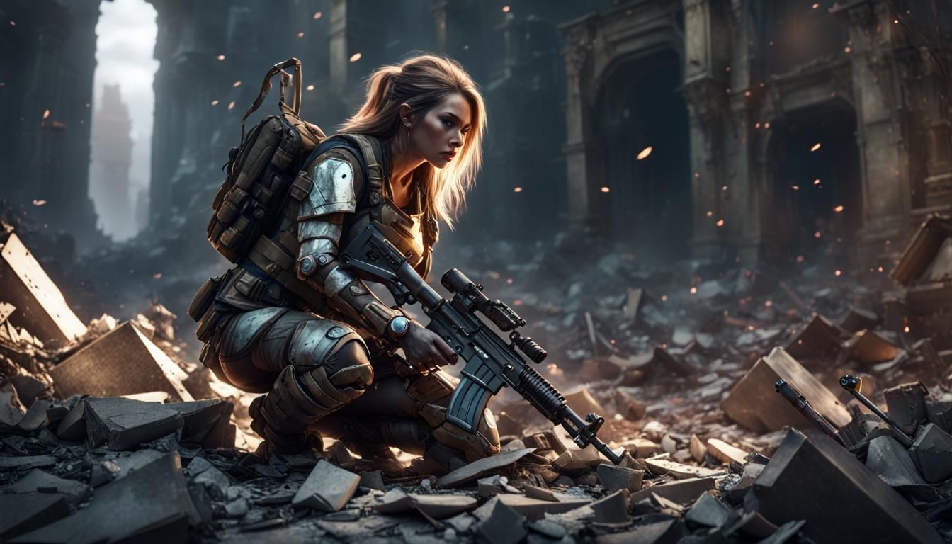 Woman in Tactical Armor Mourns Loss in War Zone