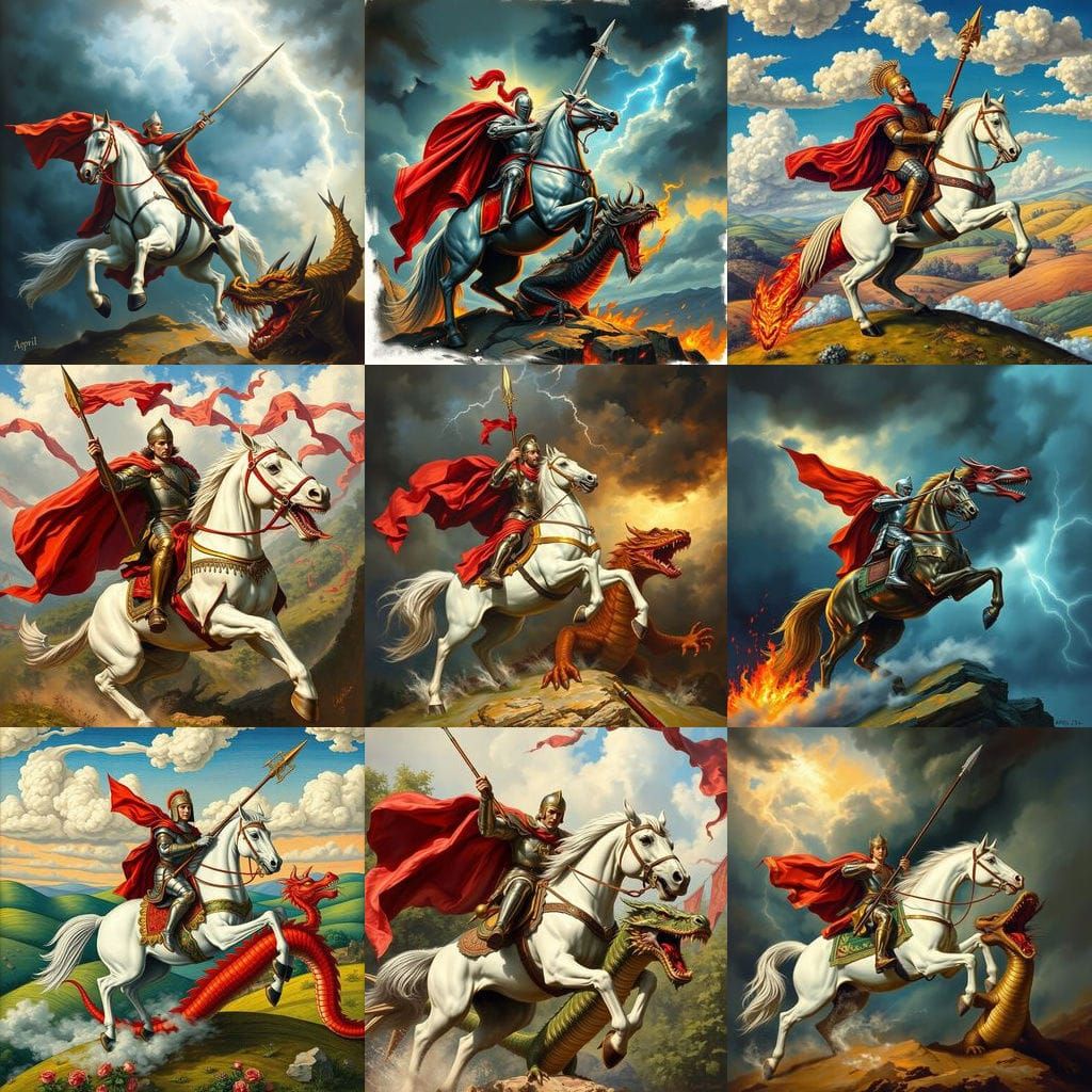 Saint George on Horseback Slaying the Dragon on April 23rd