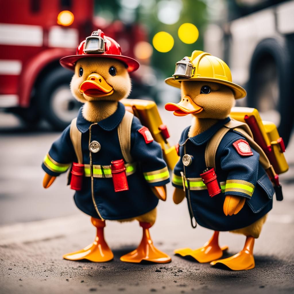 Ducks as Firefighters in Professional Photography