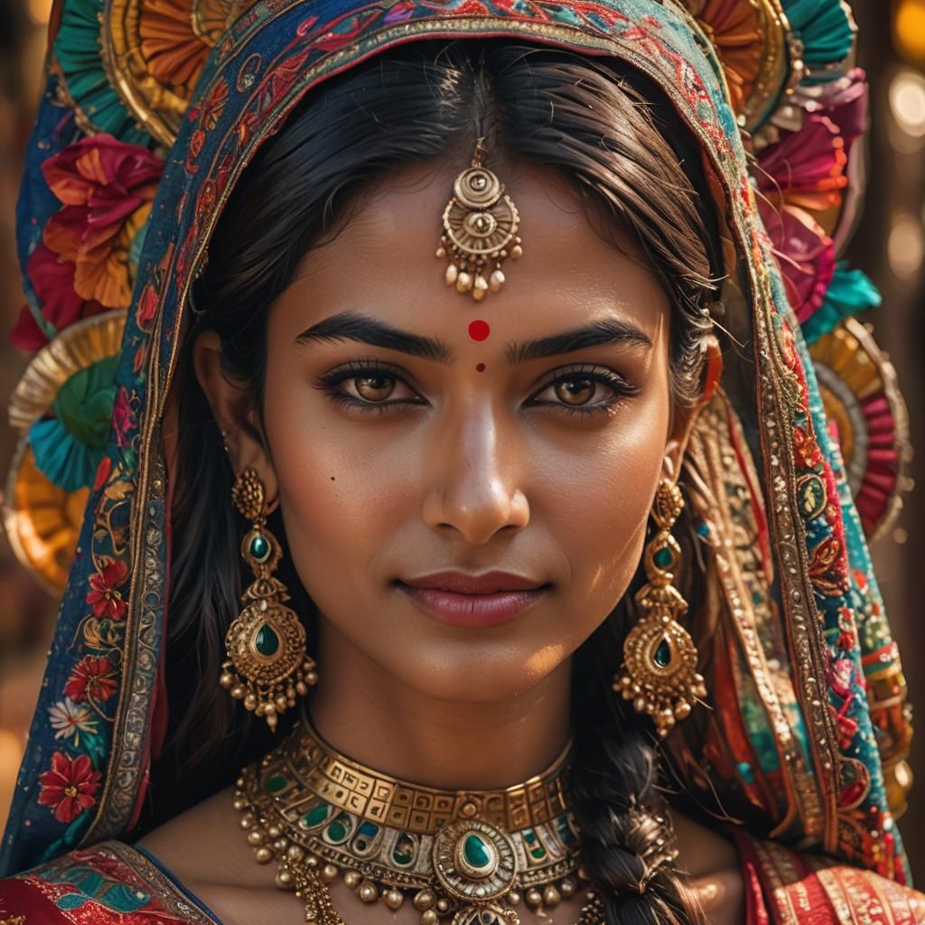 Stunning Indian Model Portrait in Photorealistic Style
