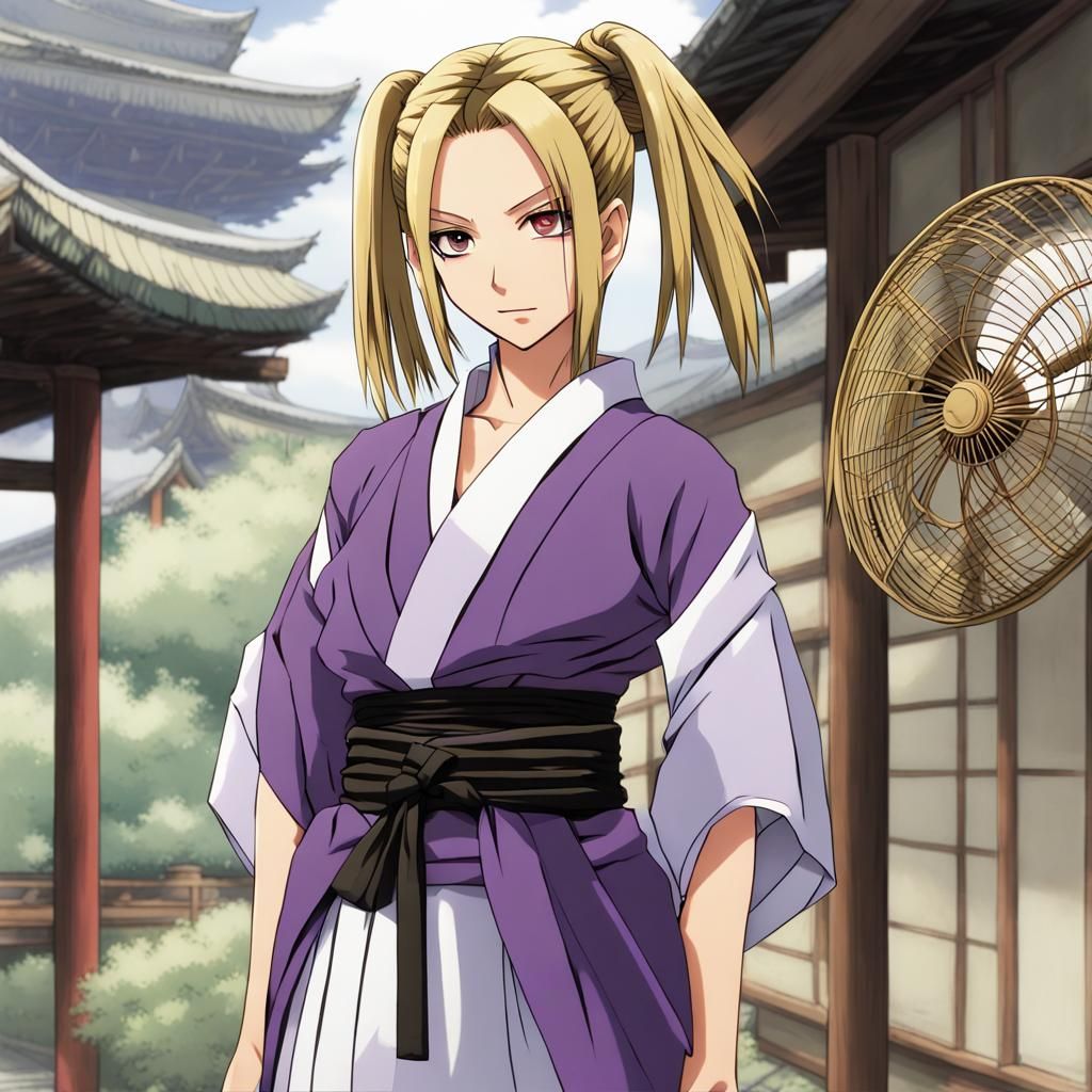 Blonde Woman with Fan: 3D Digital Art