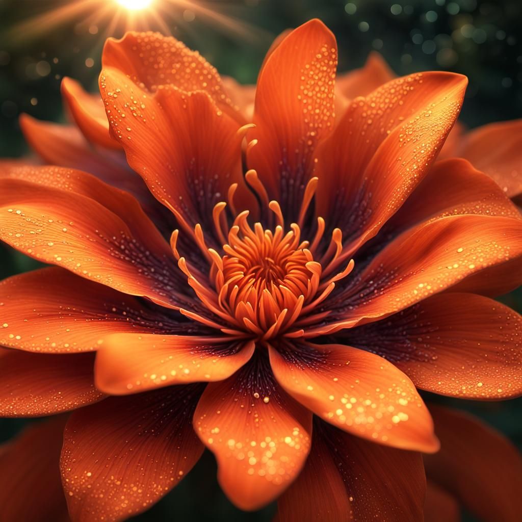 Sunset Leilani Flower Close-Up: A Digital Illustration