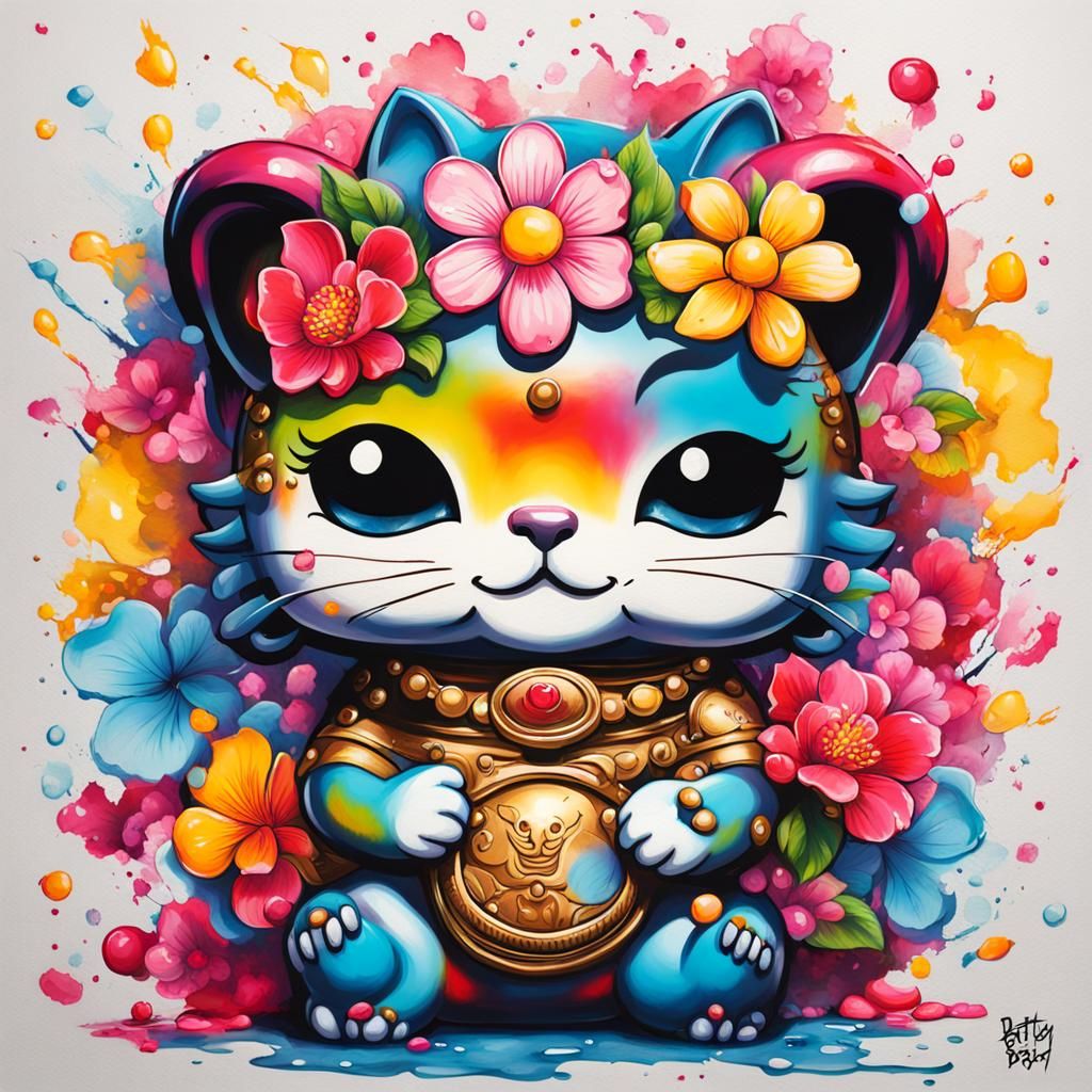 Maneki Neko Betty Boop Graffiti Art