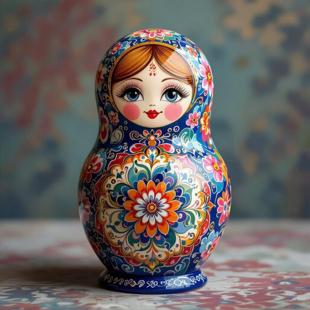 Vibrant Matryoshka Doll with Swirling Patterns