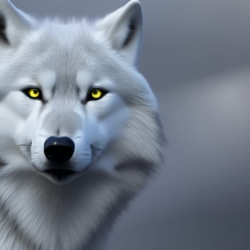 Futuristic Chrome Snow Wolf in Dream Landscape