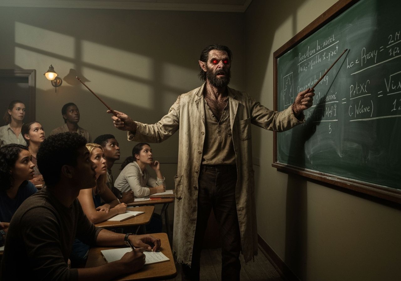 Vintage Photo of Hairy Creature Lecturing Students