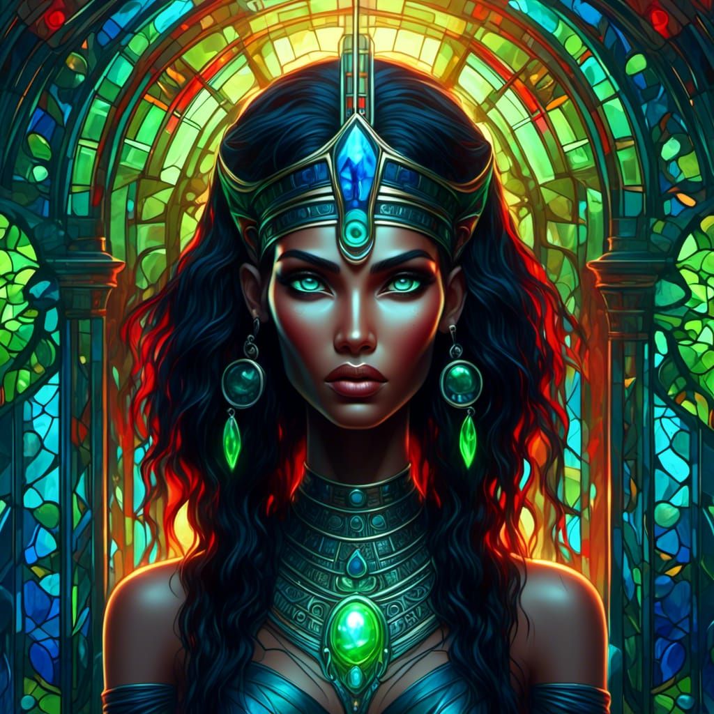 Egyptian Pharaoh Woman with Laser Eyes in Gothic Fantasy