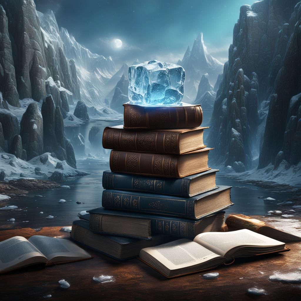 Ice Cube and Books: Detailed Matte Painting
