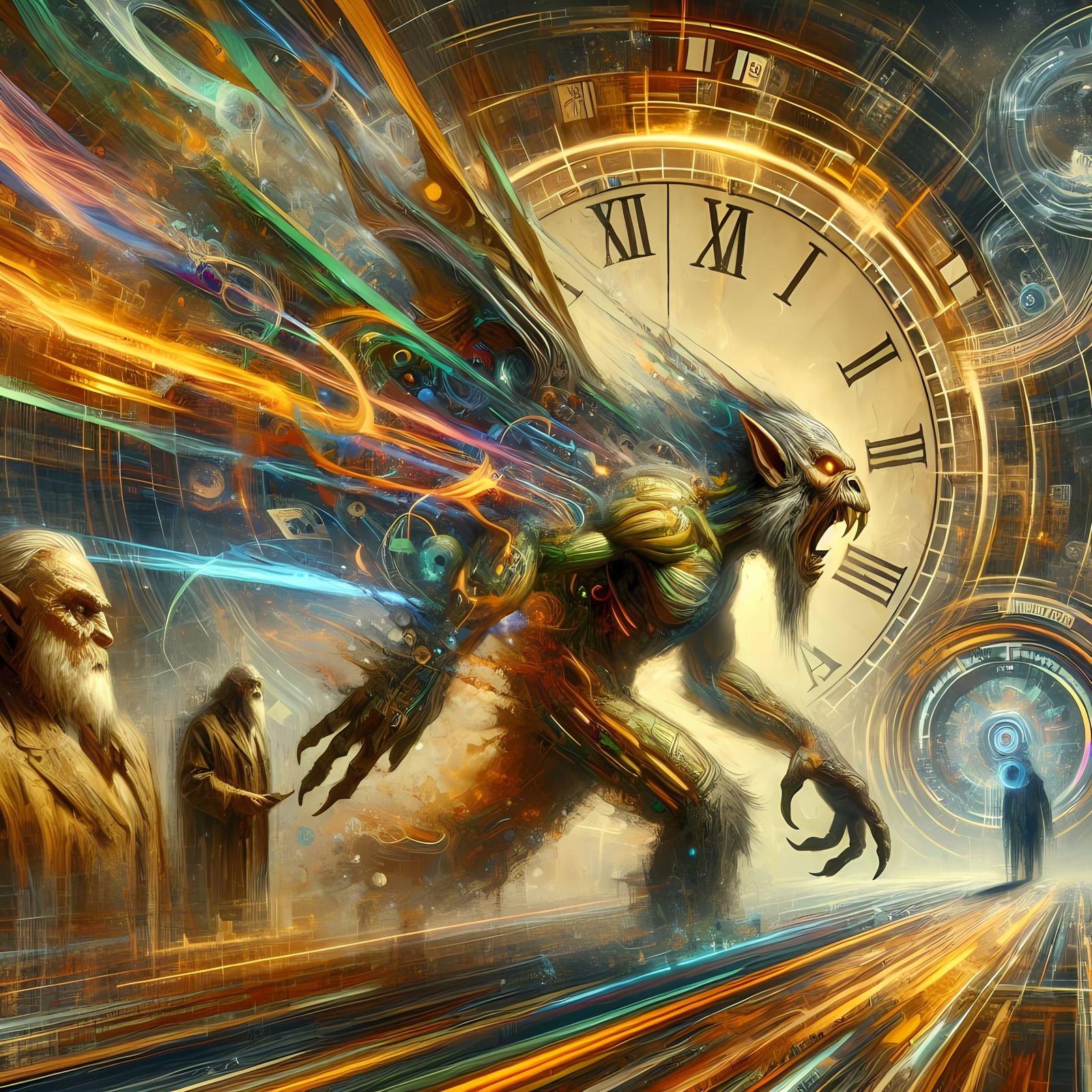 Orc Time Traveler in Hyper-Surrealistic Style