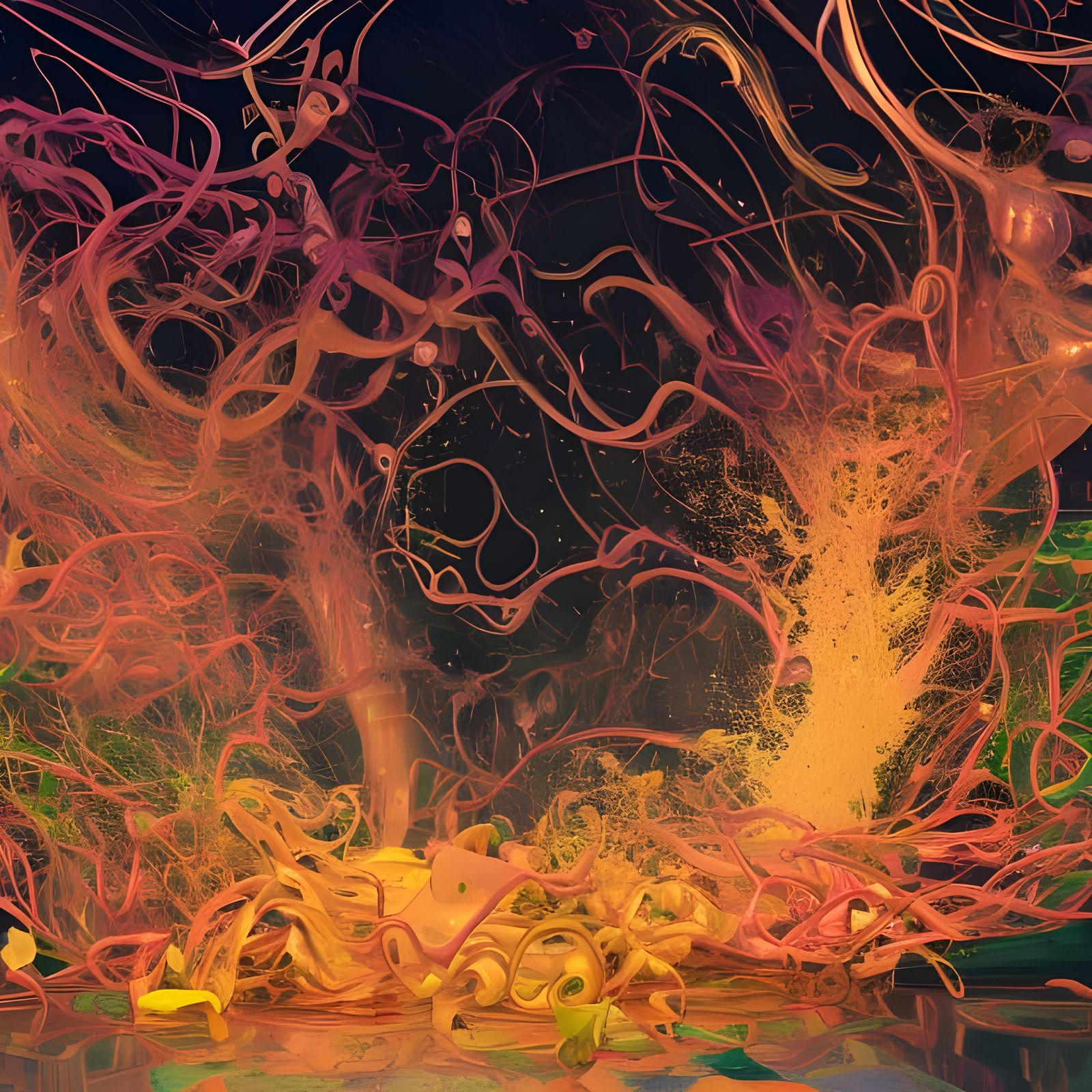 Cascading Jungle Water in Detailed Digital Art