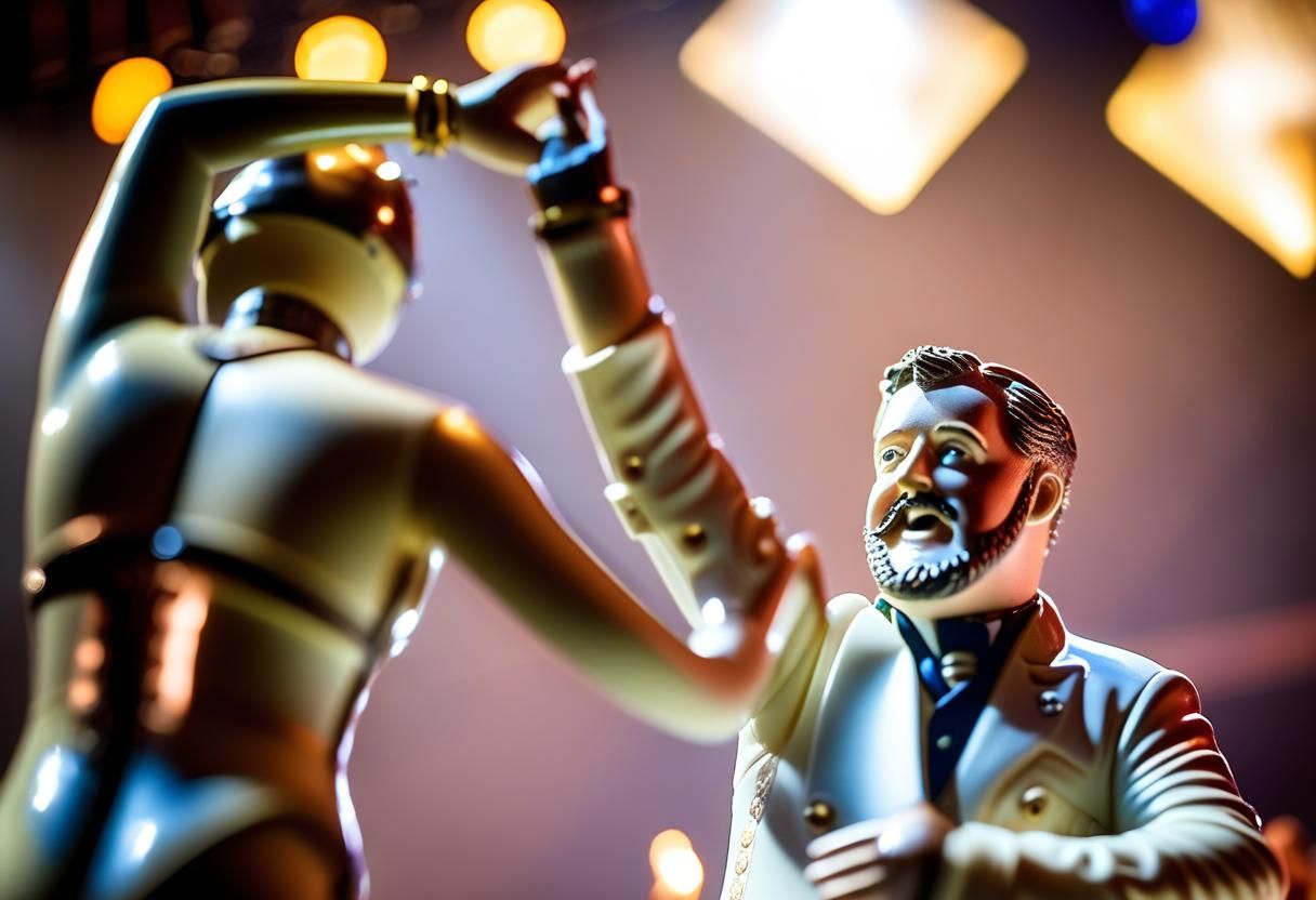 Realistic Dancing Figures Musical Box with Steampunk Engine