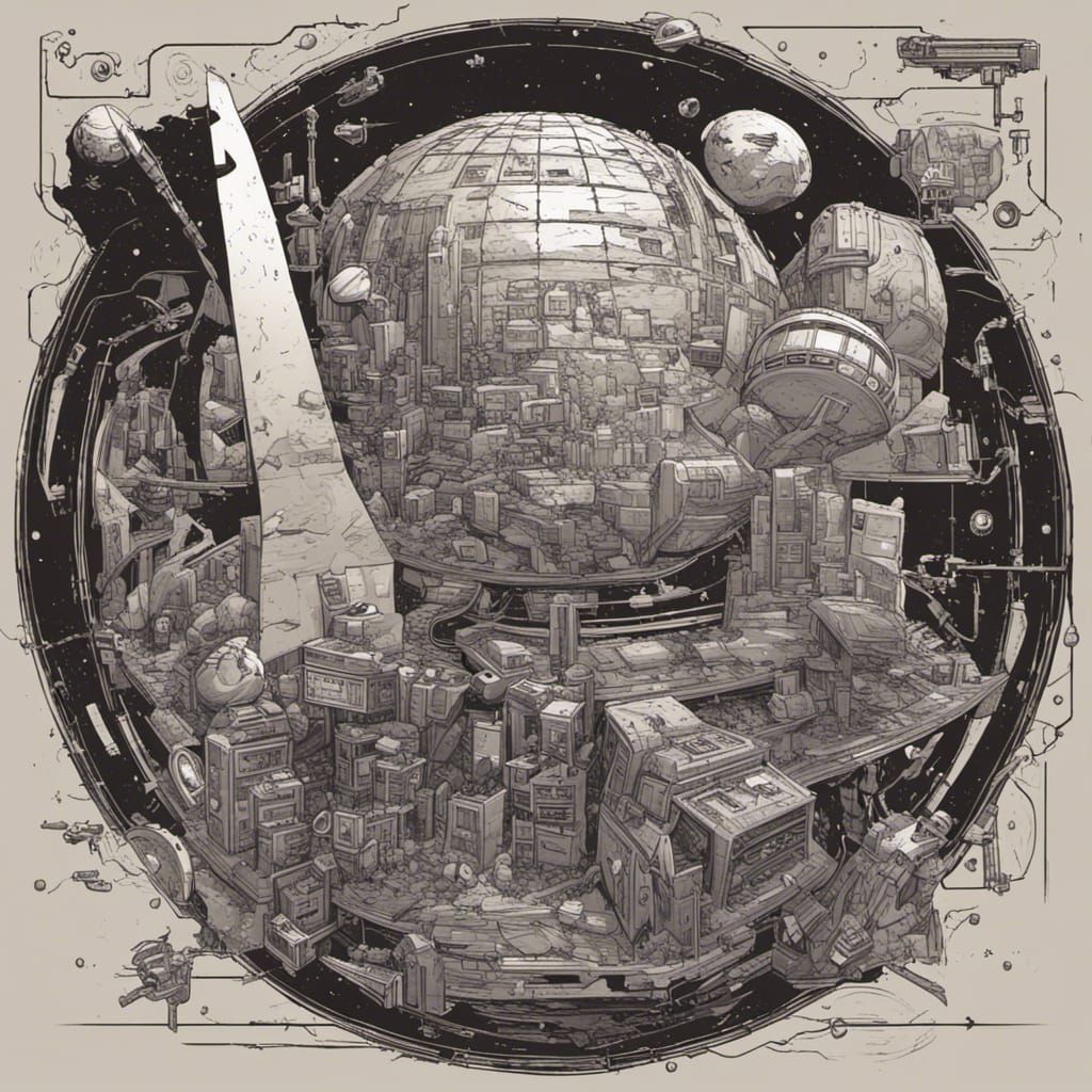 Satellites and Communication Icons in Comic Book Style