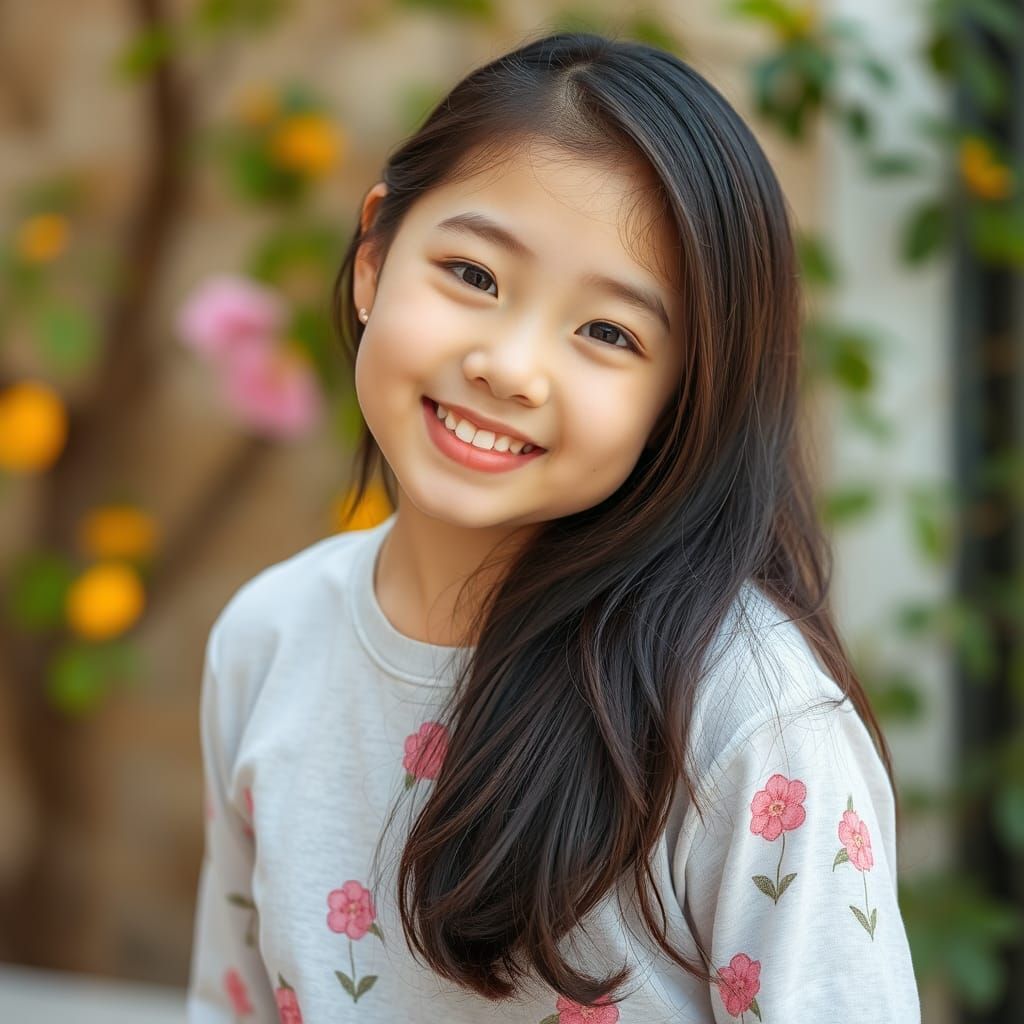 Chubby Cute Asian Girl Portrait