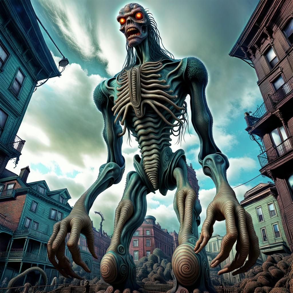 Apocalyptic Demonic Kaiju Colossus in Arcane Photography