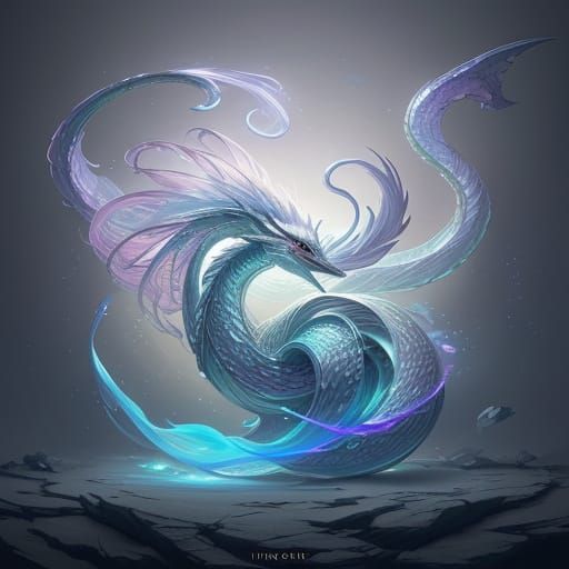 Ethereal Serpentine Creature in Hyper-Realistic Splash Art