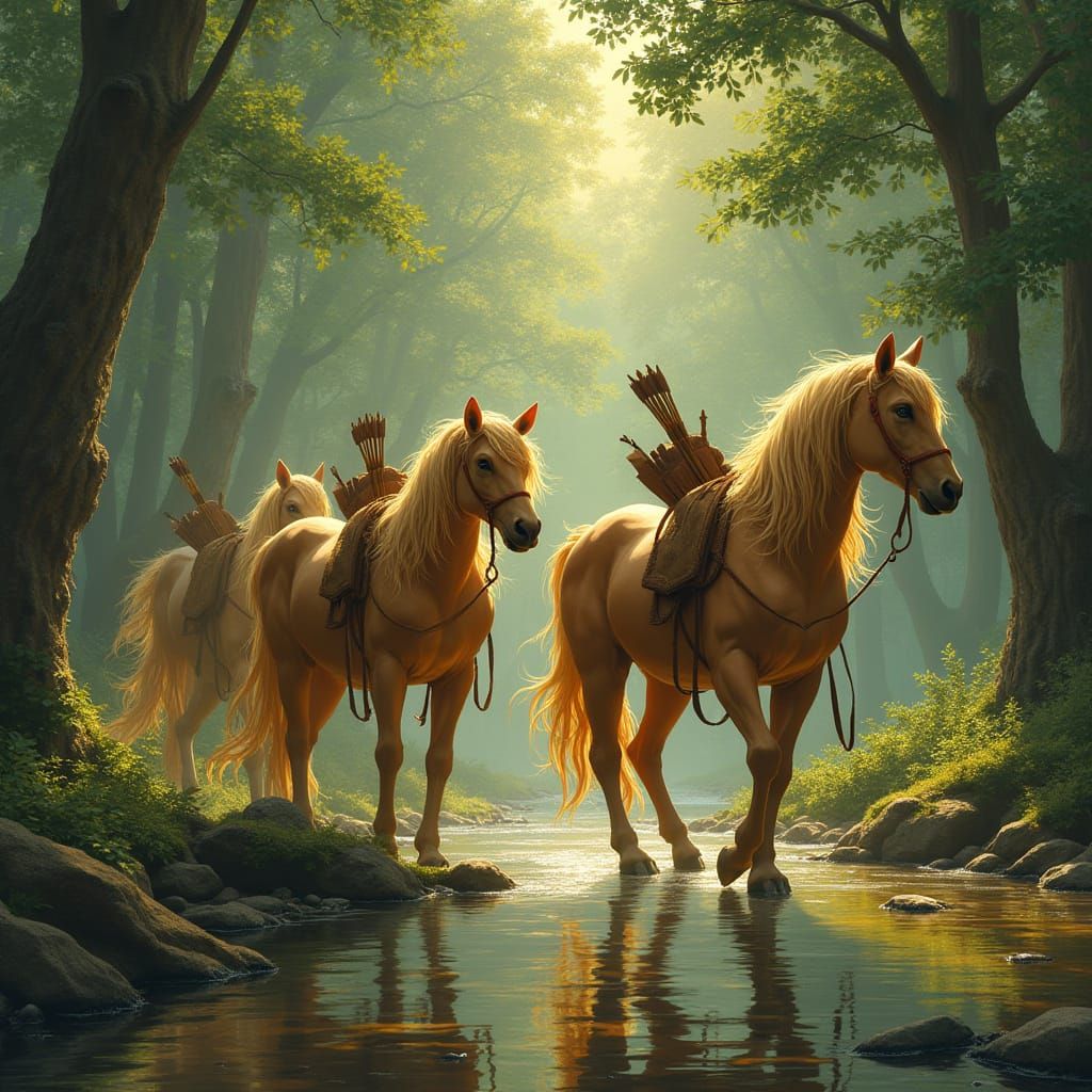 Centaurs in a Serene Forest Glen