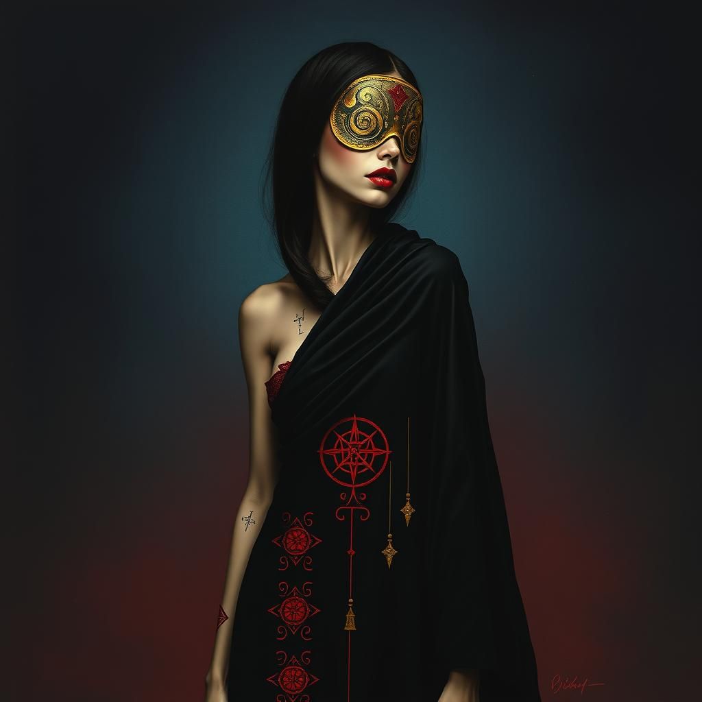 Surreal Figure in Black Garment