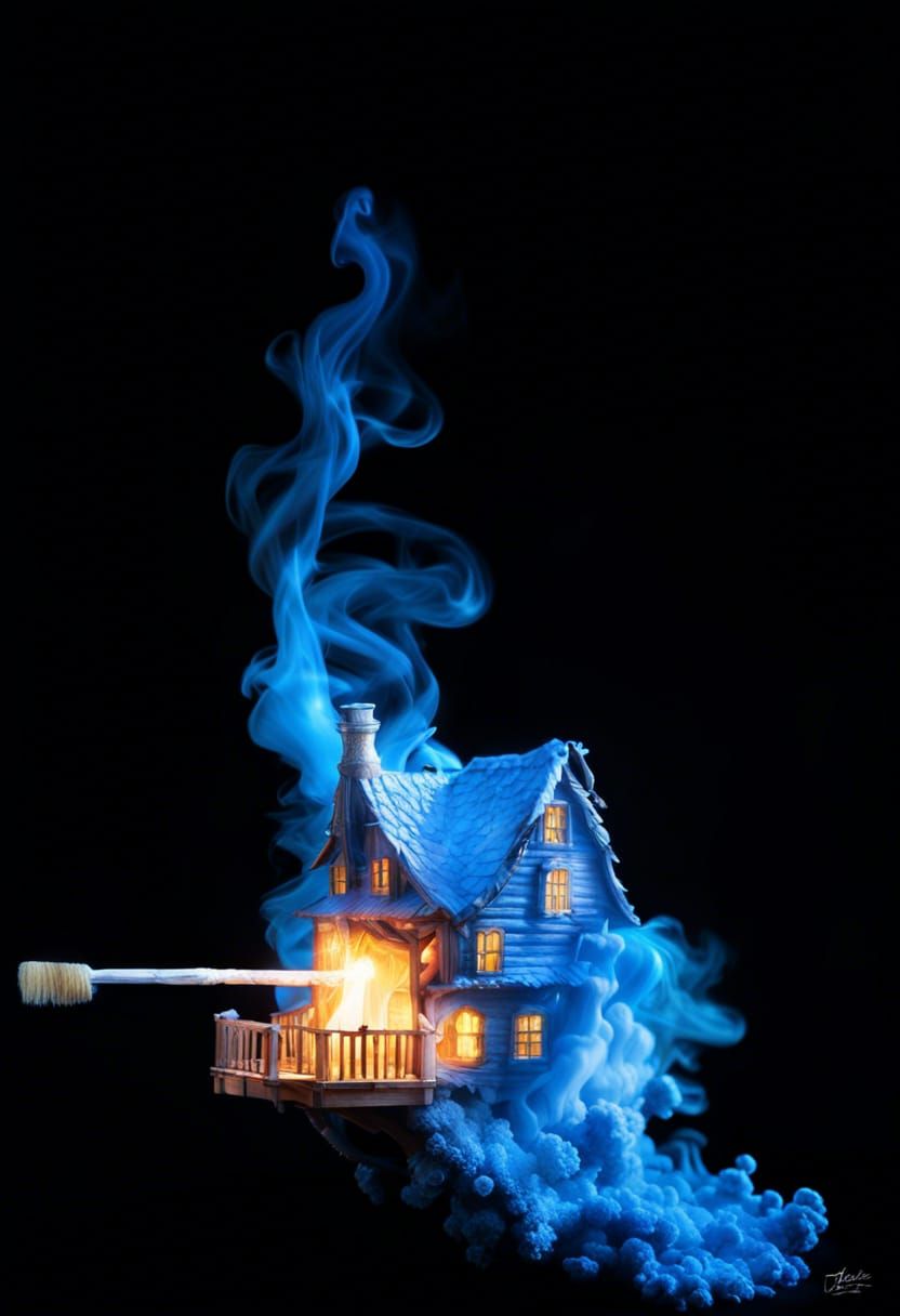 Smoke Treehouse Emerging from Match, Rococo Style