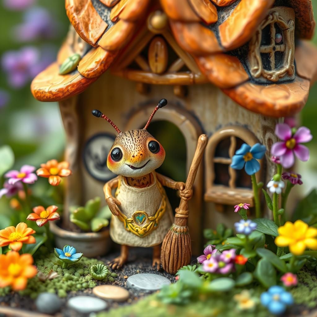 Adorable Insect House Cleaning in Whimsical Style