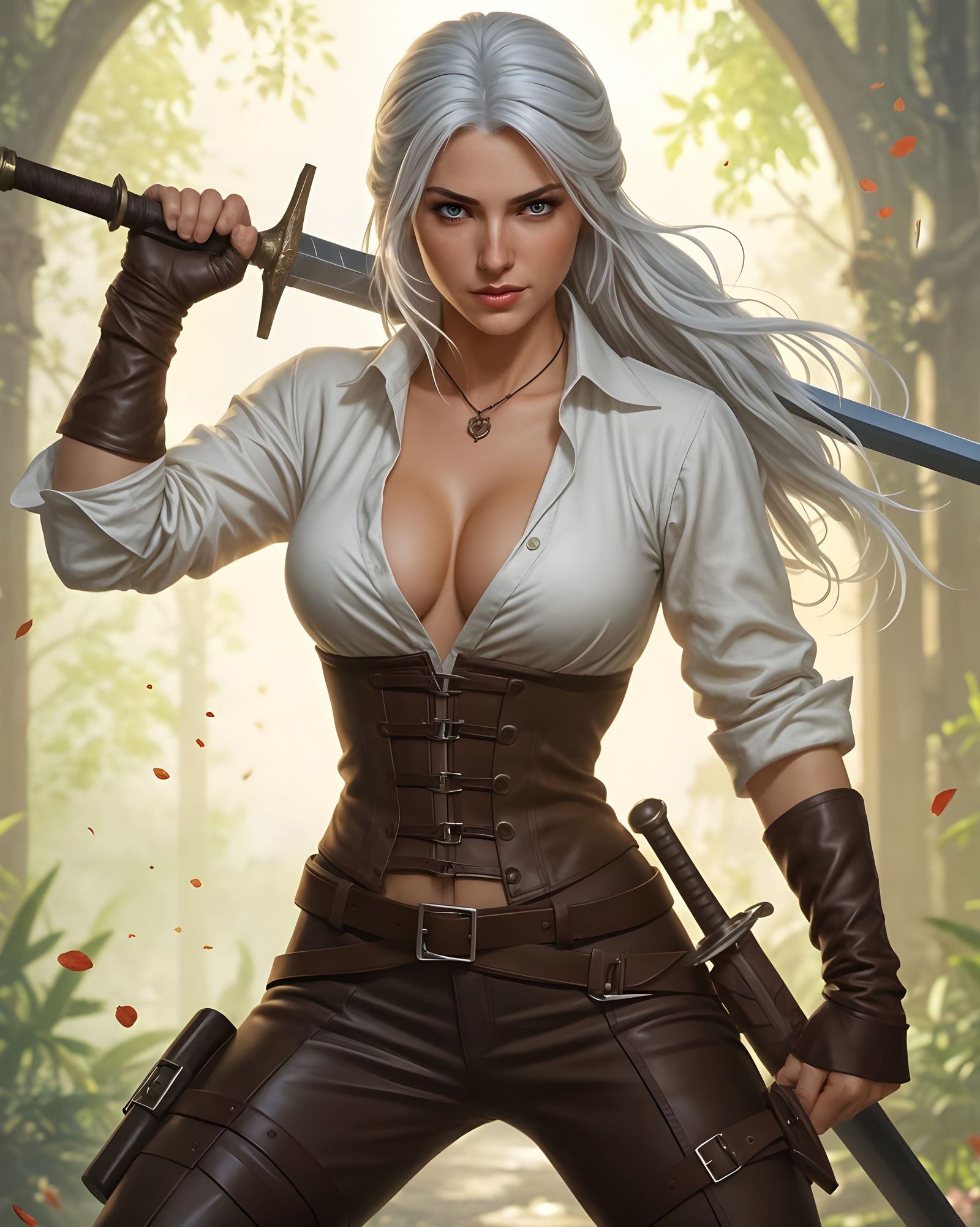 Alluring Witcher Ciri Ready for Battle, Artgerm Style