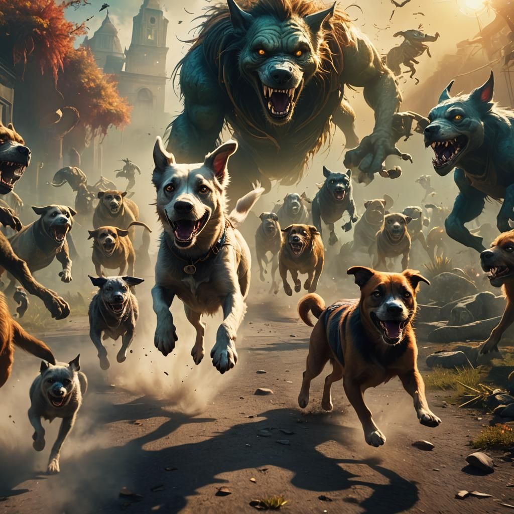 Dog and Zombie Photo Op: Fantasy Concept Art