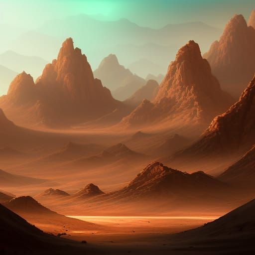 Detailed Desert Matte Painting with Neon Colors