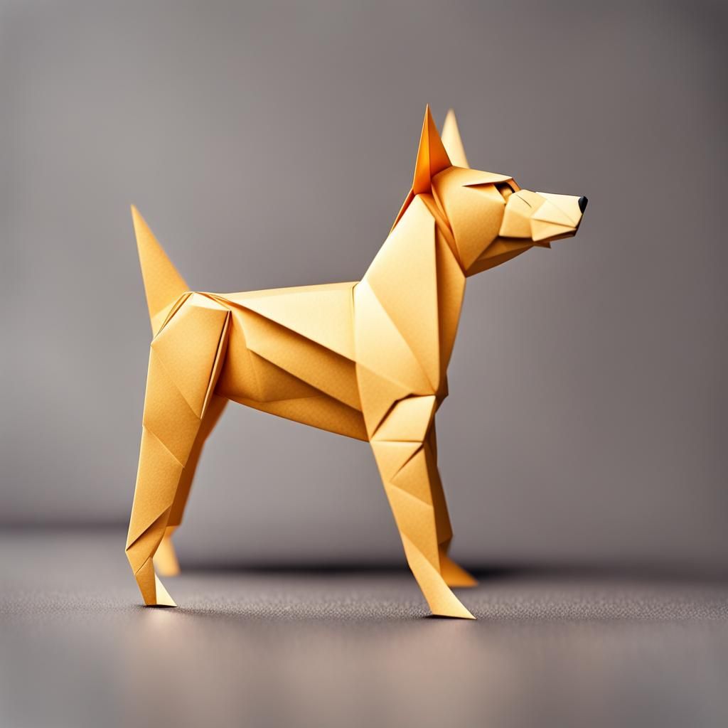 Origami Dog Papercraft in 8K Resolution