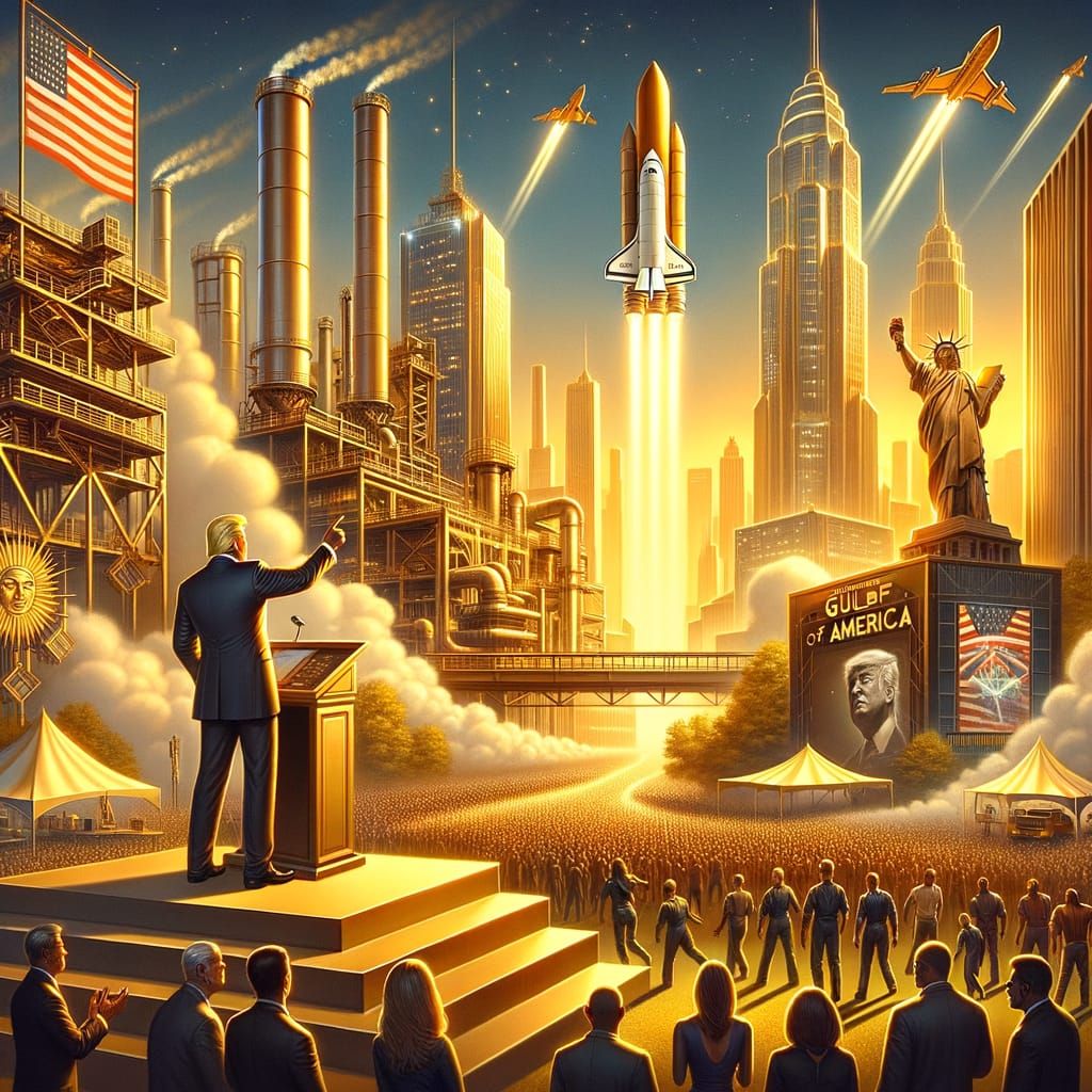 Futuristic American Cityscape in Golden Light