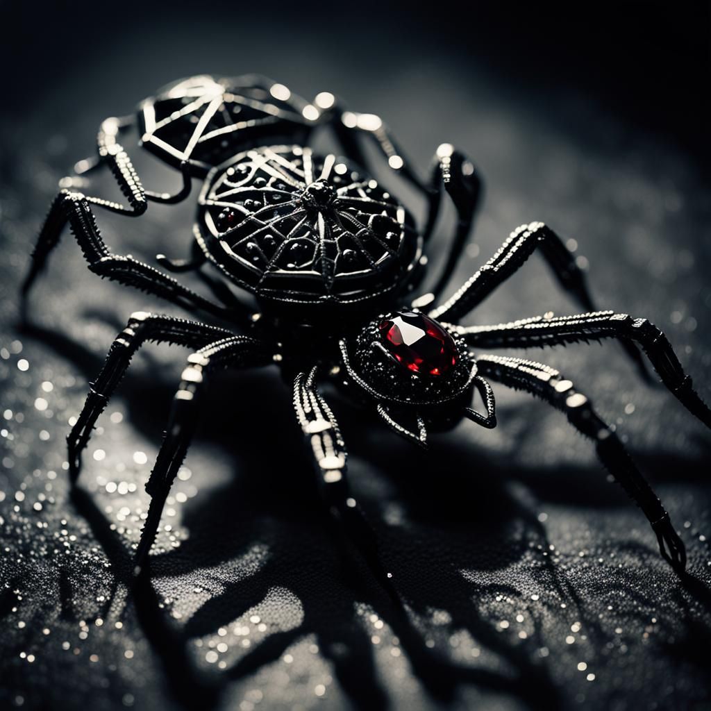 Jewel Black Widow Brooch in Gothic Style