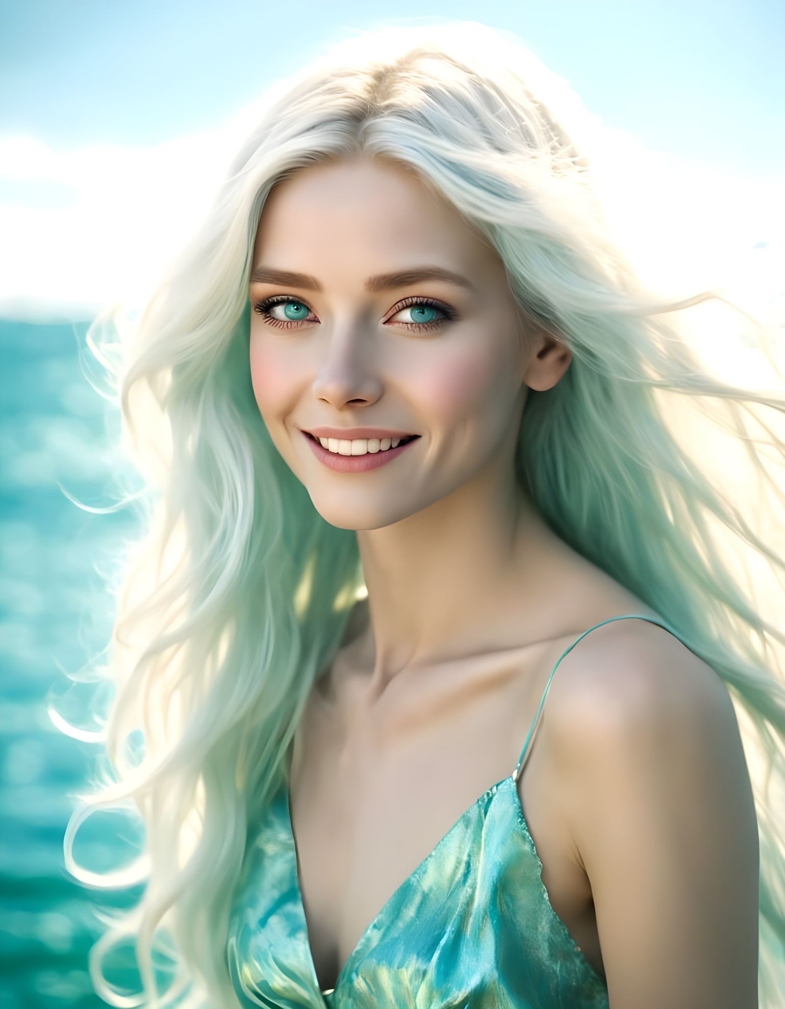 Ethereal Film Still of a Woman in a Tropical Paradise